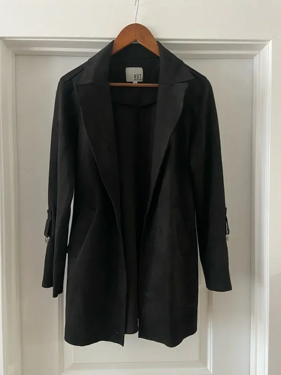 NWOT KUT From The Kloth Black Suede Long Coat - Picture 2 of 10